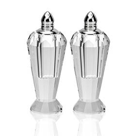 376102 Homeroots Set Of Two Clear And Silver Crystal Geometric Pepper Shakers
