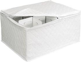 Ric-1093 Homewares Stemware Storage Chest -deluxe Quilted Microfiber Whtie