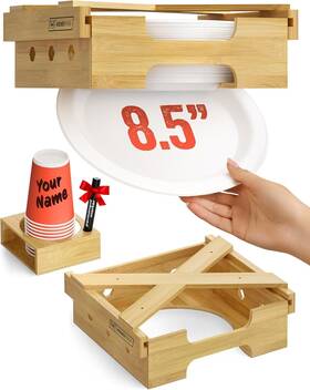 Ppd-85nb Homey Panda 2-in-1 Bamboo 8.5-inch Paper Plate Dispenser Under 8.5 Inch White
