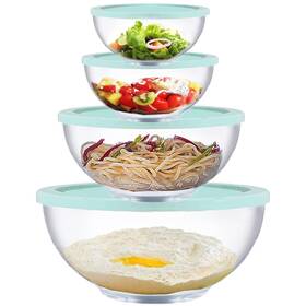 Homwin 755327528781 Glass Mixing Bowls With Lids Set 8 Pieces Salad Bowl 0.6
