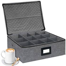 Uskt2240-48-117 Homyfort Mug Coffee Storage Box With Dividers - Stackable Glass China Containe