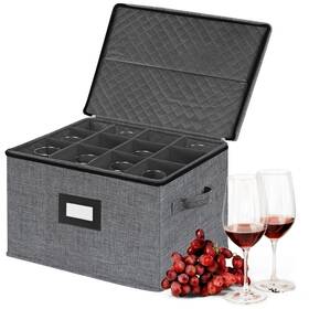 Uskt2240-48-39 Homyfort Wine Glass Sorage Box Stemware Storage Cases With Dividers Hard Shell China S