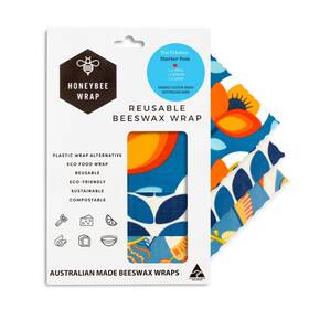 Honeybee Wrap 600156129961 Beeswax Wraps - Kitchen Starter Pack Certified Organic Cotton Bees