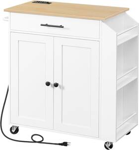 Wn82uzd01g1 Hoobro Kitchen Island With Power 25.8 Inch W X14.8 D X 34.7 H Natural White