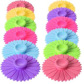 Hoolerry 726084439757 12 Sunflower Silicone Cup Covers 4 Inch Colorful Drink Lids For Coffee Tea