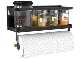 Hoopoton 797805204275 Magnetic Paper Towel Holder 2-in-1 Spice Rack With Hooks Wall Mount Hoopoton 797805204275 Magnetic Paper Towel Holder 2-in-1 Spice Rack With Hooks Wall Mount