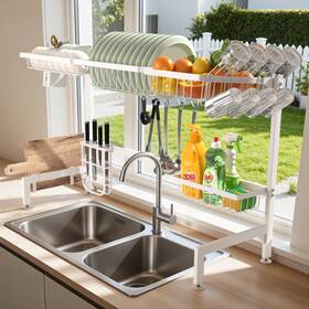 Kc-hc-0018 Hoteagle Over The Sink Dish Drying Rack 2 Tier Large Extensible Drainer
