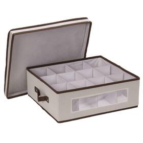 Household Essentials 040071111267 538 Vision China Storage Box For Tea Cups And Mugs With Lid Handles Nat