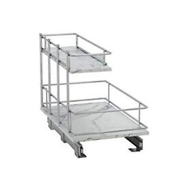 C53521-1 Household Essentials Faux Marble Glidez 2-tier Undersink Cabinet