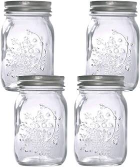 Hovico 788703450871 Mason Jars 17 Oz With Regular Lids And Bands Ideal For 4 Pack