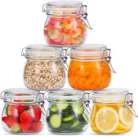 6-round Hovico 791137577724 17 Oz Glass Jars With Airtight Lids And Leak Proof Rubber 17oz