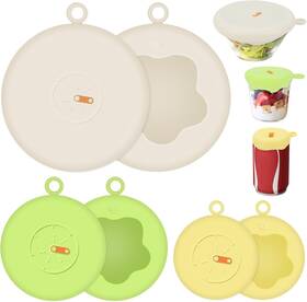 Lids-01 Howbush 6 Pcs Silicone Stretch Lids Set For Food Storage Yellow White Green