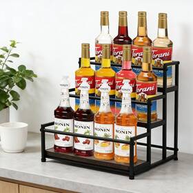 Hrusgo 738232693126 Coffee Syrup Rack Organizer - Metal Bottle Holder For 12 Bottles Rustic