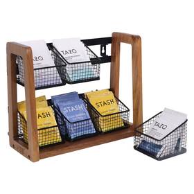 Ogb-132 Htb 2 Tier Tea Organizer For Bags Bag Holder With Acacia Wood Stand And