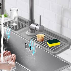 Hugro Tarfive 645567138812 17.7-inch Kitchen Sink Splash Guard Mat 7 Slope For 17.7 Inch X 5.5 Gray