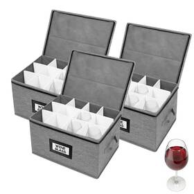 Hurzmoro 717097765803 Wine Glass Storage Box With Dividers Durable Oxford Fabric Stemware Case Fo