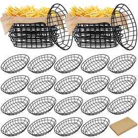 Baskets-dun2370 Hushee 24 Pcs Black Wire Bread Basket 9. 5 X 6. 2 2. Inch Oval Metal Dinn