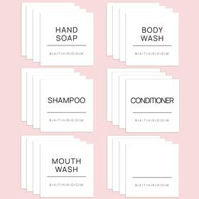 Tcd-24 Hvswly 24pcs Bathroom Labels For Soap Dispenser Minimalist Waterproof Bottles