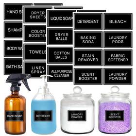 Tcd-77 Hvswly 32pcs Laundry Labels For Glass Jars Minimalist Bathroom And La