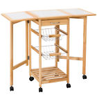 Hw50183 Unbranded Portable Rolling Wood Kitchen Trolley Cart Drop 6952938385725