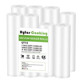 Hytc0434 Hytus Cooking 8 Pack Vacuum Sealer Rolls Bags 3 11 Inch X 20ft And 10