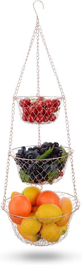 Iberg 722020789771 3-tier Fruit Basket Hanging Baskets For Storage - Kitchen Copper Iberg 722020789771 3-tier Fruit Basket Hanging Baskets For Storage - Kitchen Copper