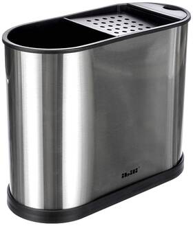 797250 Ibili Inch Prisma Stainless Steel/plastic Rectangular Utensil Holder Silver/blac