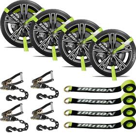 Aa003g Ibition 4 Pack Car Tie Down Straps For Trailers With Heavy Duty Chain Anchors 2 Inch X 96