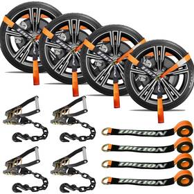 Aa003o-2 Ibition 4 Pack Car Tie Down Straps For Trailers With Heavy Duty Chain Anchors 2 Inch X 96