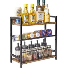 Ibuyke 791107714777 3-tier Spice Rack Industrial Counter Shelf Desktop Storage Organizer S