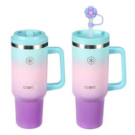 T1-icewater Icewater 40 Oz Tumbler With 2 Lids Flip And Standard Straw 100% Leak Proof Inch