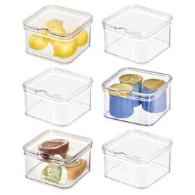 28393m6 Idesign Stackable Fridge Organizer Bins With Lids For Fresh Produce - Set Of