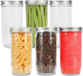 Ieavier 768659798326 Mason Jars Wide Mouth 24oz 6 Pack Glass Pickle Canning Food Large