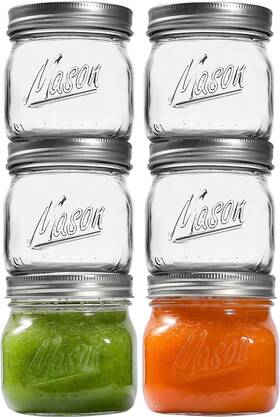 Ieavier 768694741561 6pcs Wide Mouth Mason Jars 16oz With Airtight Lids And Bands Canning 6
