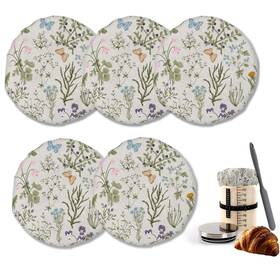Igcl-01 Igppdo Vintage Herbs Floral Sourdough Starter Jar Cloth Covers 5 Pack Kit Stretc
