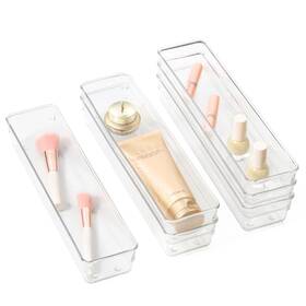 Sdos-12x3 Ihomecooker 6 Set Clear Plastic Junk Drawer Organizer Vanity Curlery Utensil