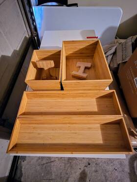 22806 Ikea Variera Bamboo Boxes With Handle And Drawer Tray Set New