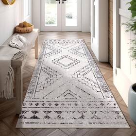 Ilango 794677579739 Moroccan Runner Rugs For Hallway 2.5ftx6ft Machine Washable Area Wi