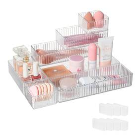 Ikmn008 Imakmasion 7 Pcs Makeup Drawer Organizers Set - 4 Sizes Clear Cosmetic And Bathroom Storag Ikmn008 Imakmasion 7 Pcs Makeup Drawer Organizers Set - 4 Sizes Clear Cosmetic And Bathroom Storag