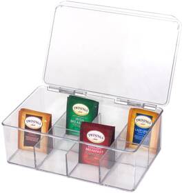 Impirilux 852866007927 Tea Bag Organizer - 1 Pack Stackable Storage Box With Hinged Lid