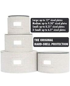 In This Space Grey Twill Hard Shelltm Four Round China Plates Storage