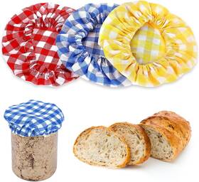 Anump94f Innohhustle 591110 1 3 Pcs Sourdough Jar Covers Elastic Plaid Cloth Reusable Colors