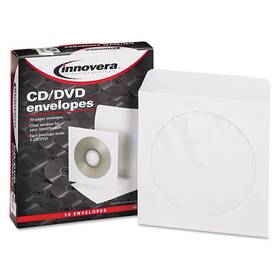Ivr39403 Innovera Cd/dvd Envelopes Clear Window 1 Disc Capacity White 50/pack