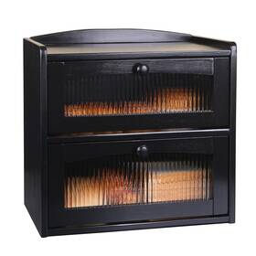 Bb1002 Innvvis Bread Box For Kitchen Countertop Double Layer Large Solid Wooden Farmhouse B