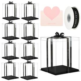 Inparalluv 796042673684 10x10x12inch Clear Cake Box 8pcs Tall Boxes Treat C