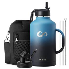20034 Inspi 64oz Water Bottle Insulated With Straw And 2 Lids Double Wall Vacuum Sta