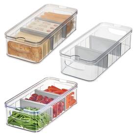 27948m3 Interdesign Idesign Large Fridge Organizer Bin With Removable Divider And Lid - Set Of 3