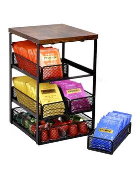 Wj-tea2507-3a Intrelife Tea Bag Organizer With 5 Drawers Wooden Metal Storage For Wj-tea2507-3a Intrelife Tea Bag Organizer With 5 Drawers Wooden Metal Storage For