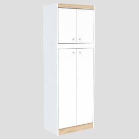 Inval 707036535447 Galley White And Vienes Oak Kitchen 4-door Pantry White/