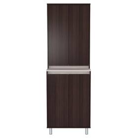 Inval 707036535591 Ambrossia Espresso/amber Grey Breakroom 4 Door Pantry Espresso/ Amber